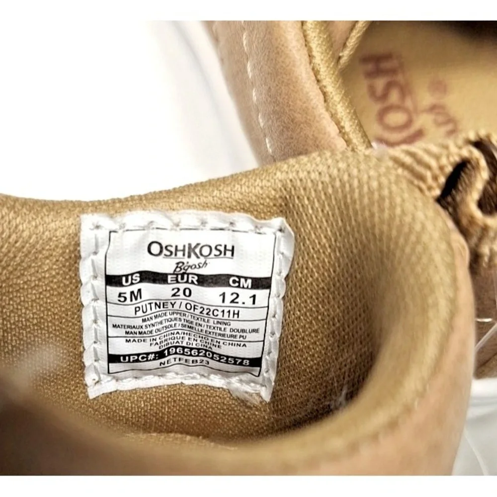 Oshkosh‎ 5 Toddler Putney Tan Slip On Sneakers Wipe Clean Shoes Wipe Away Tech